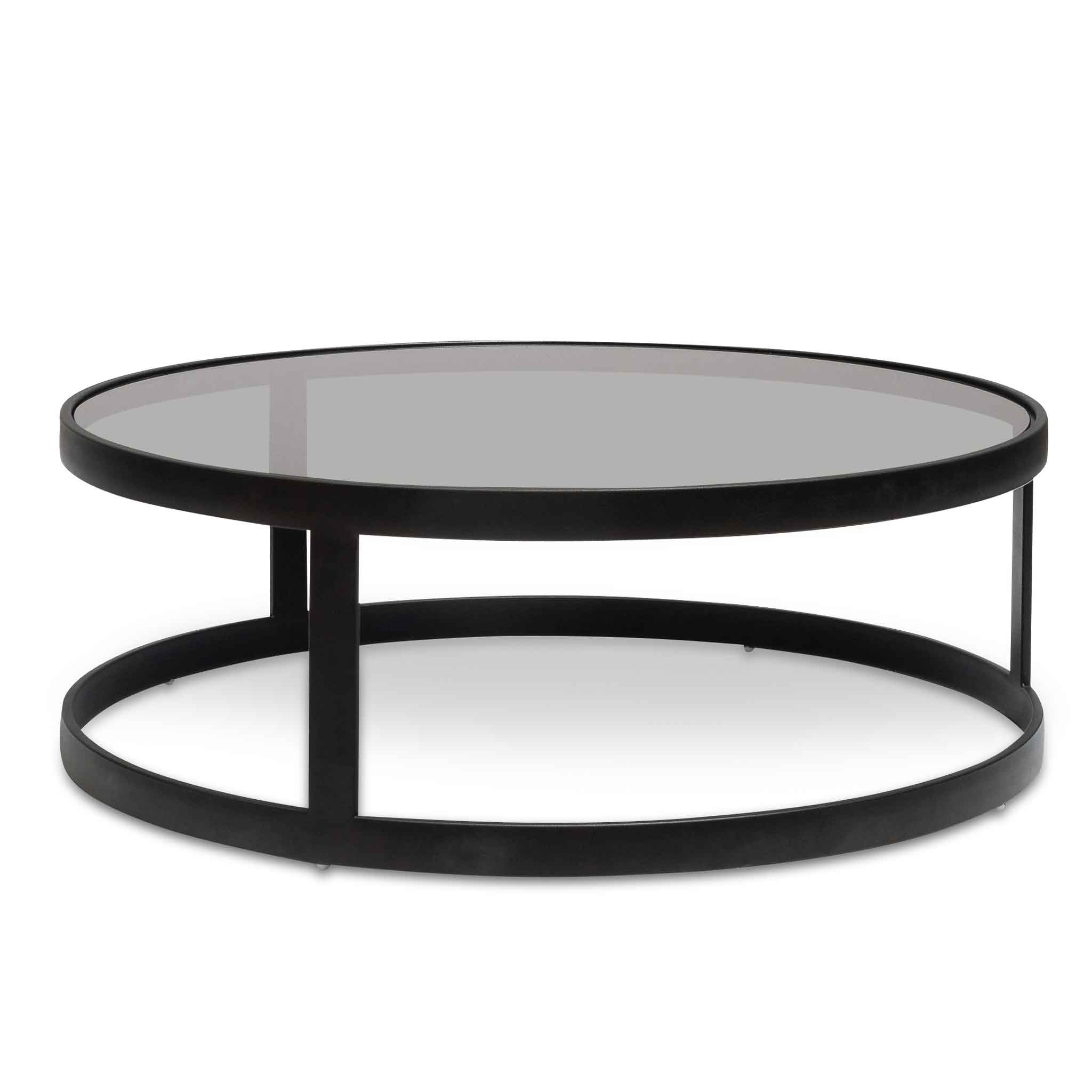 Sweeney Nested Grey Glass Coffee Table - Black Base Coffee Table K Steel-Core   