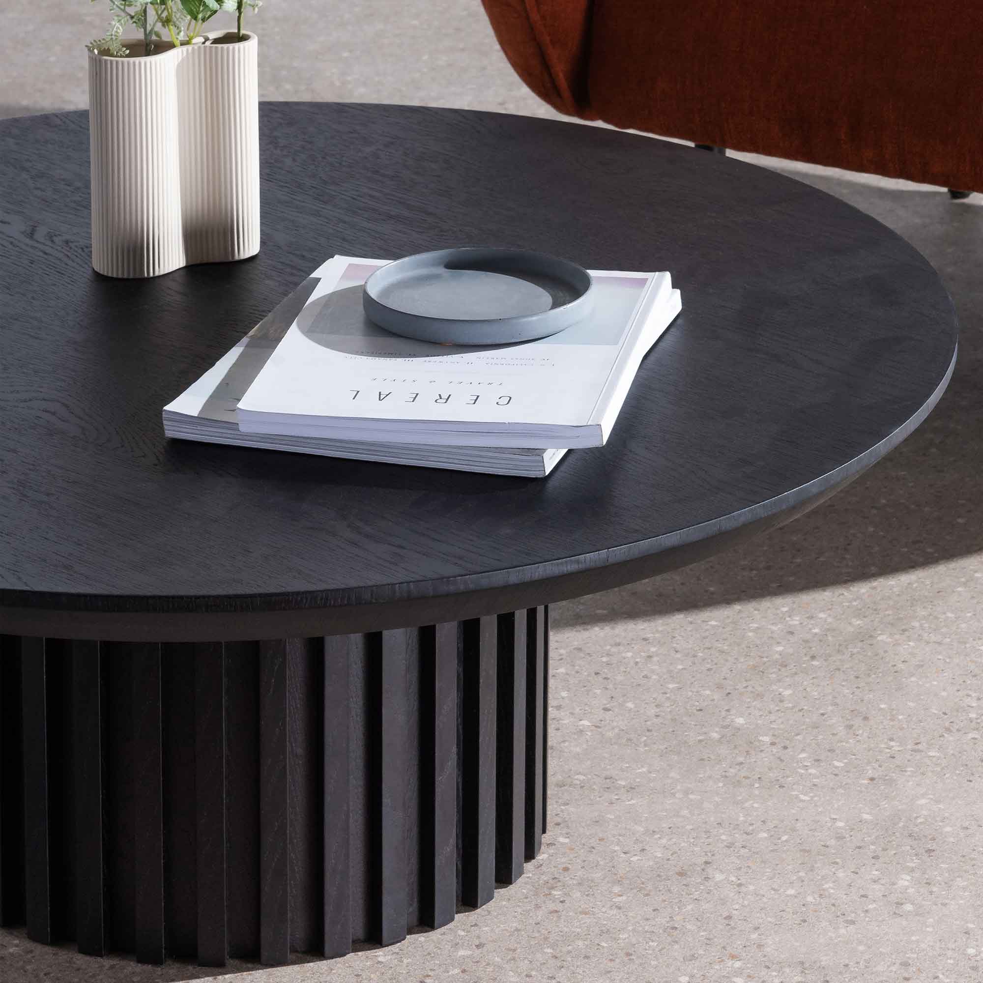 Ex Display - Marty 90cm Wooden Round Coffee Table - Black Coffee Table Century-Core