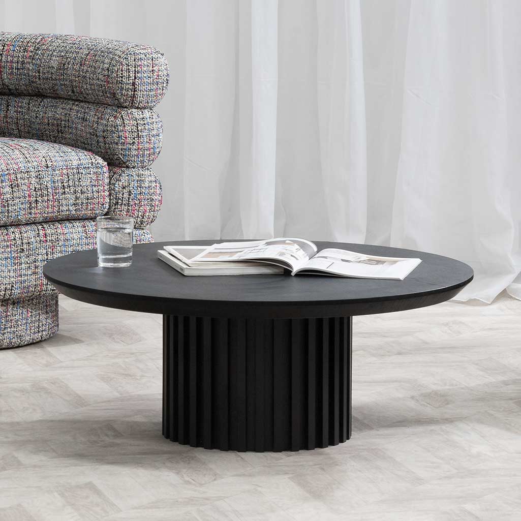 Ex Display - Marty 90cm Wooden Round Coffee Table - Black Coffee Table Century-Core