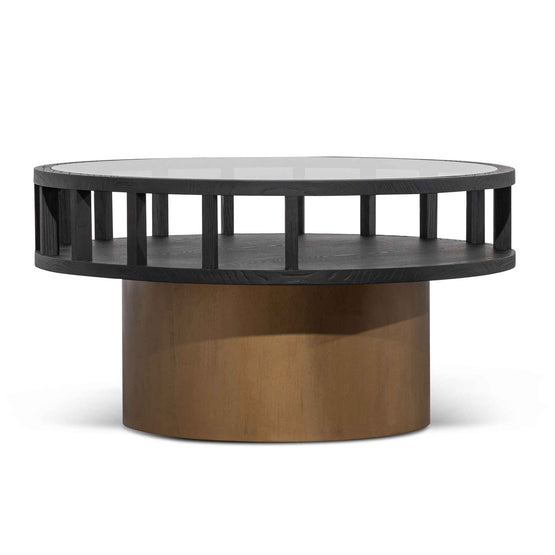Siyana 86cm Round Black Coffee Table - Antique Golden Leg CF6447-NI