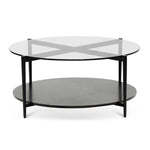 Rogan Round Grey Glass Coffee Table - Black CF6525-IG