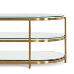 Lucien 1.2M Oval Glass Coffee Table - Bushed Gold CF6570-BS