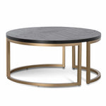 Wilma Round Coffee Table - Peppercorn and Brass Coffee Table VN-Core   