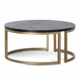 Wilma Round Coffee Table - Peppercorn and Brass Coffee Table VN-Core   