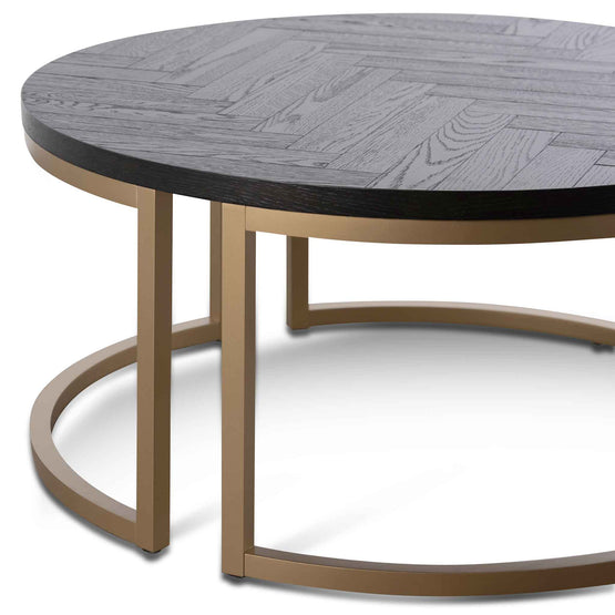 Wilma Round Coffee Table - Peppercorn and Brass Coffee Table VN-Core   