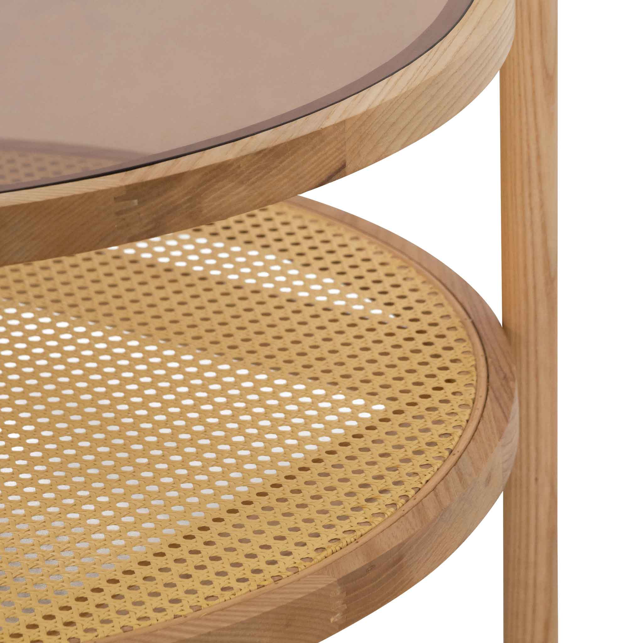 Simra 86cm Glass Top Coffee Table - Natural - Last One Coffee Table Iggy-Core   