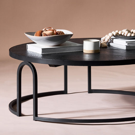 Hardin Oak Coffee Table - Full Black Coffee Table Nicki-Core   