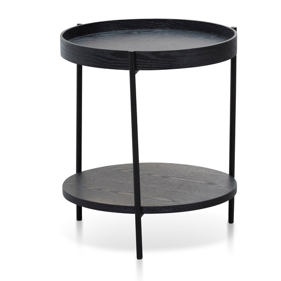 Zelma 44cm Round Side Table - Full Black CF6847-DW