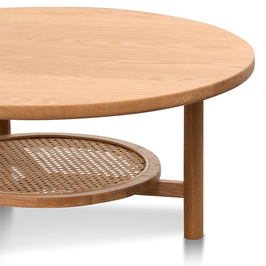 Justina Solid Oak Round Coffee Table - Natural Coffee Table Oakwood-Core   