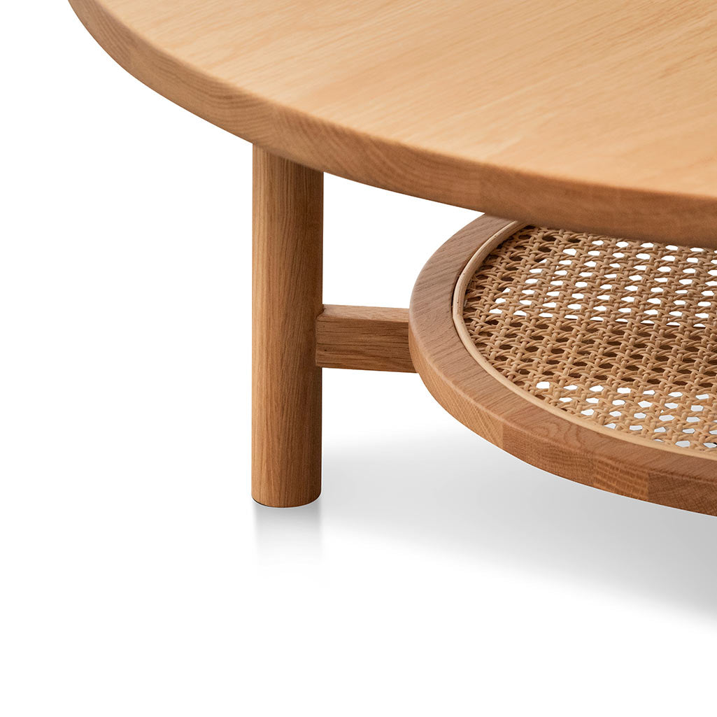 Justina Solid Oak Round Coffee Table - Natural Coffee Table Oakwood-Core   