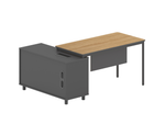 Montoya 1.75m Right Return Natural Office Desk - Charcoal Base - Last One Office Desk Sun Desk-Core   