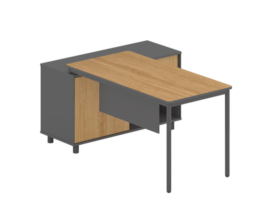 Montoya 1.75m Right Return Natural Office Desk - Charcoal Base - Last One Office Desk Sun Desk-Core   