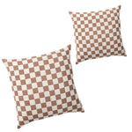 Set of 2 - Check 50cm Square Cushion - Hazel with Feather Insert Cushion Warran-Local