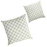 Set of 2 - Check 50cm Square Cushion - Sky with Feather Insert Cushion Warran-Local
