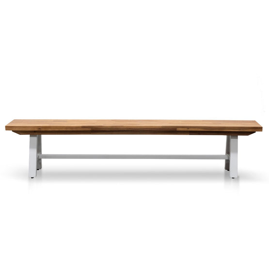 Ellis Outdoor Wooden Bench - Natural Top and White Legs DB2176-EM