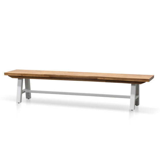 Ellis Outdoor Wooden Bench - Natural Top and White Legs DB2176-EM