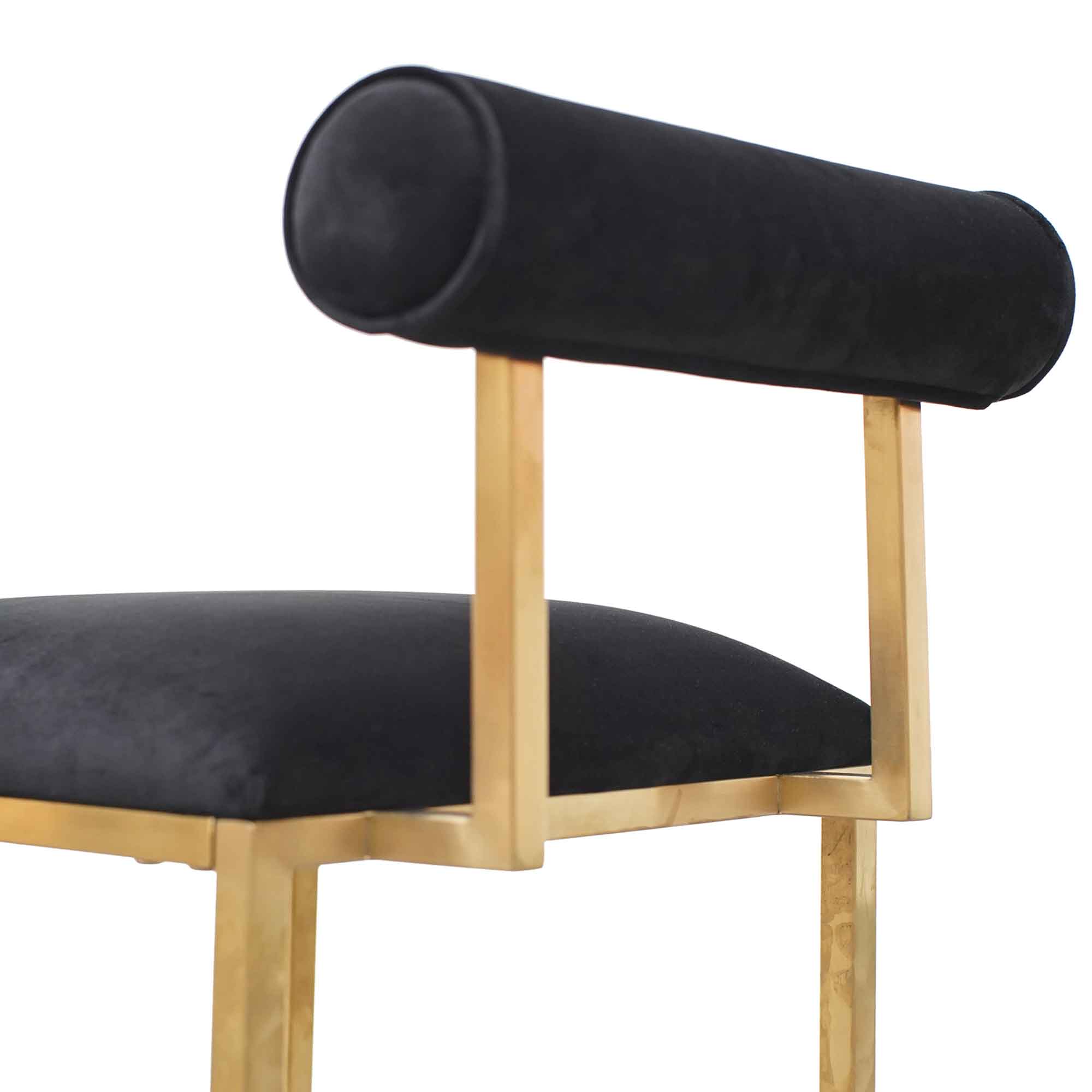 Prato Black Velvet Occasional Chair - Brushed Gold Base Lounge Chair Blue Steel Sofa- Core   
