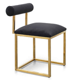 Prato Black Velvet Occasional Chair - Brushed Gold Base Lounge Chair Blue Steel Sofa- Core   