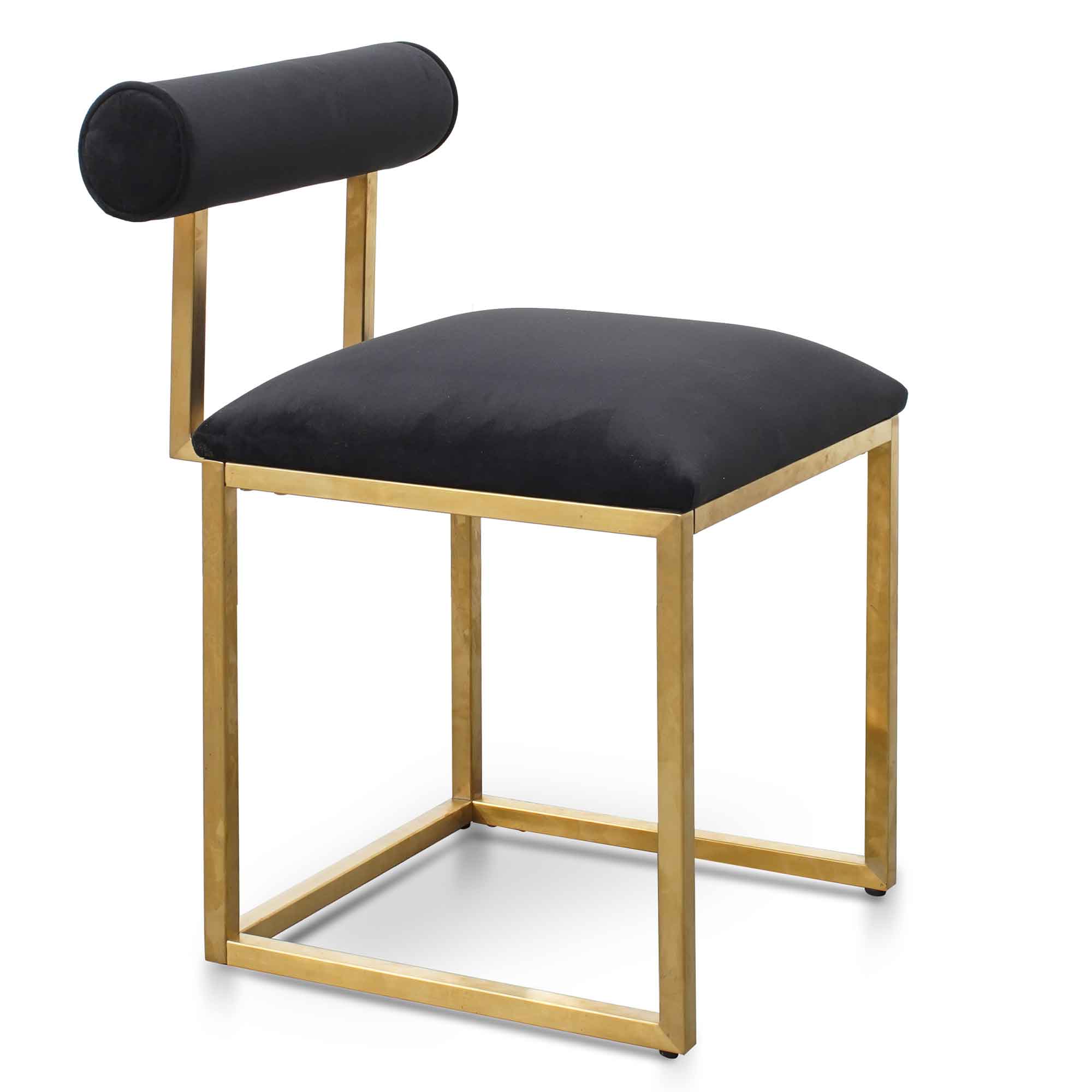 Prato Black Velvet Occasional Chair - Brushed Gold Base Lounge Chair Blue Steel Sofa- Core   