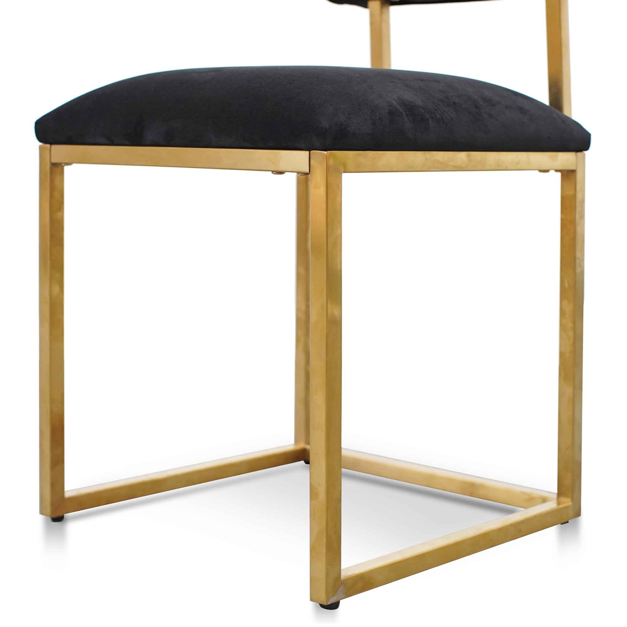 Prato Black Velvet Occasional Chair - Brushed Gold Base Lounge Chair Blue Steel Sofa- Core   