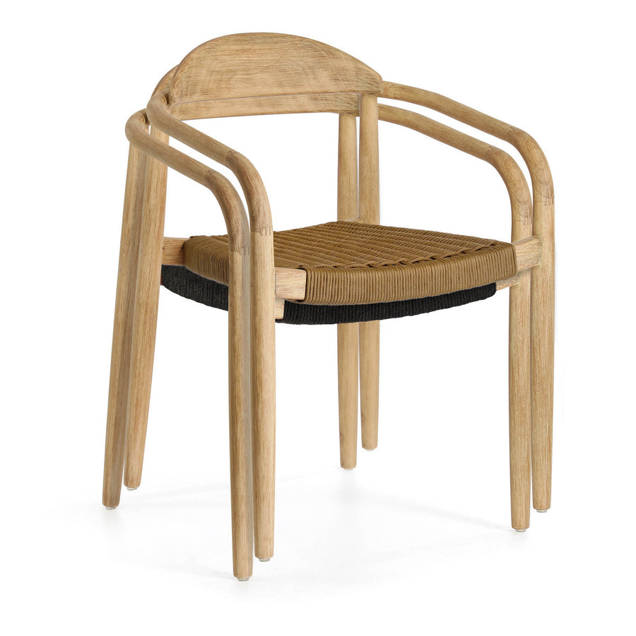 Eucalyptus Grandis Wood Dining Armchair, Natural Color with Beige Cushion main image 0