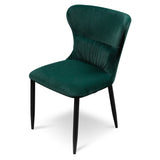 Mavis Dining Chair - Dark Green Velvet in Black Legs - Last One Dining Chair St Chairs-Core   