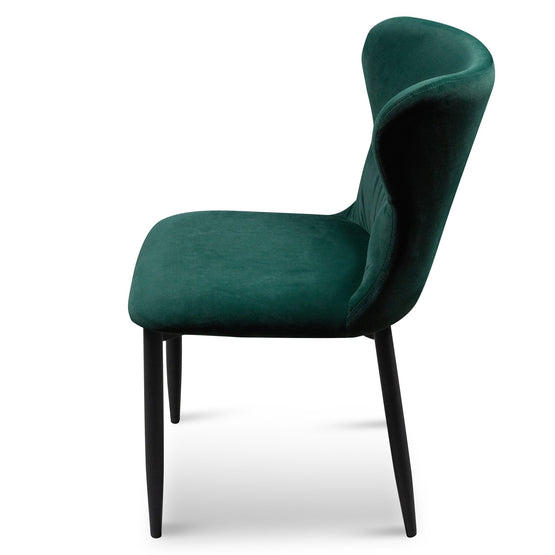 Mavis Dining Chair - Dark Green Velvet in Black Legs Dining Chair St Chairs-Core   