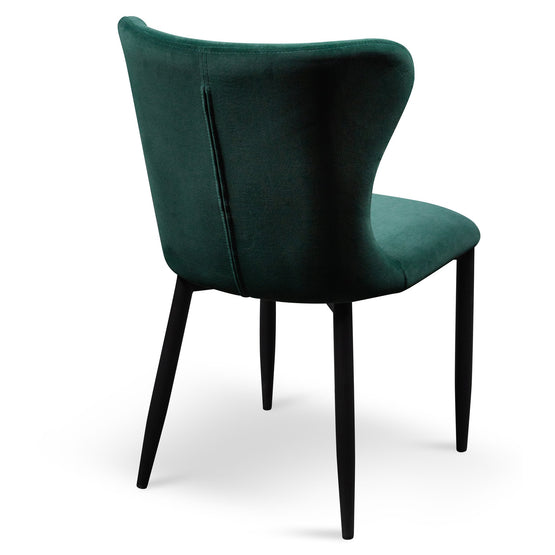 Mavis Dining Chair - Dark Green Velvet in Black Legs Dining Chair St Chairs-Core   
