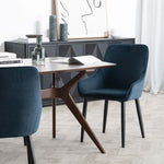 Acosta Dining Chair - Navy Blue Velvet in Black Legs - Last One Dining Chair St Chairs-Core
