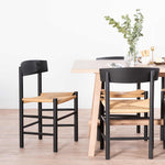 Erika Rattan Black Dining Chair - Natural Seat Dining Chair Oakwood-Core