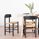 Erika Rattan Black Dining Chair - Natural Seat Dining Chair Oakwood-Core