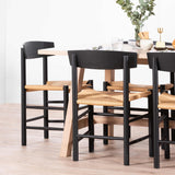 Erika Rattan Black Dining Chair - Natural Seat Dining Chair Oakwood-Core