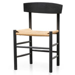 Erika Rattan Black Dining Chair - Natural Seat Dining Chair Oakwood-Core