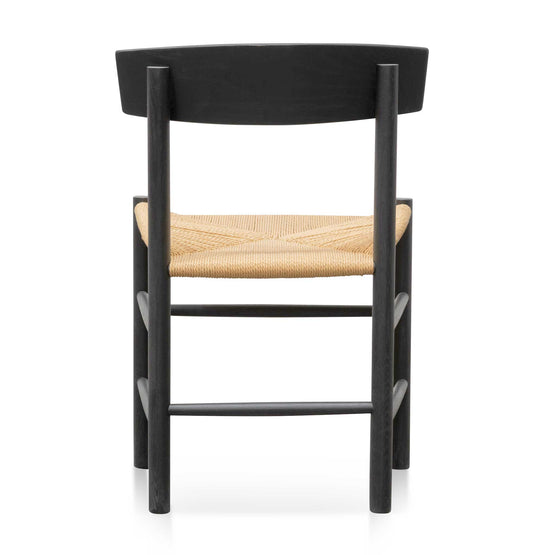 Set of 2 - Erika Rattan Black Dining Chair - Natural Seat Dining Chair Oakwood-Core   