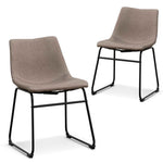 Set of 2 - Darcy Fabric Dining Chair - Brown Grey Dining Chair Sendo-Core   