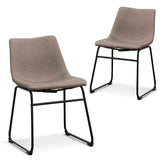 Set of 2 - Darcy Fabric Dining Chair - Brown Grey Dining Chair Sendo-Core   