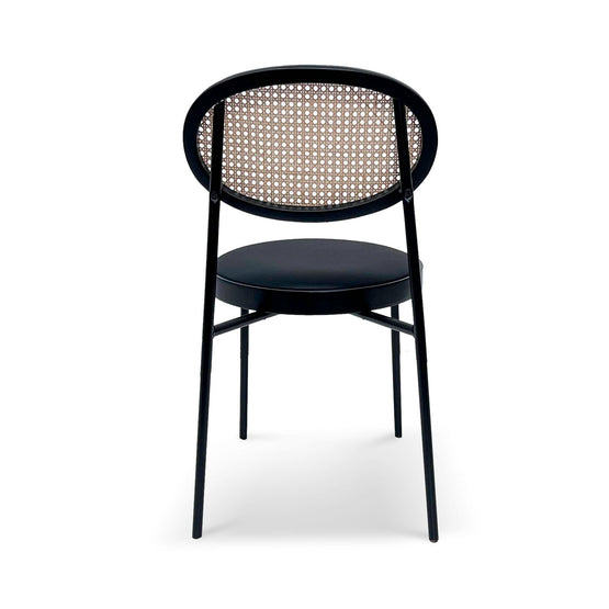 Lesley Natural Rattan Dining Chair - Black with Brass Cap Dining Chair Swady-Core   