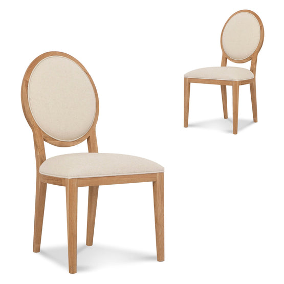 Set of 2 - Lula Light Beige Fabric Dining Chair - Natural Frame Dining Chair LJ-Core   