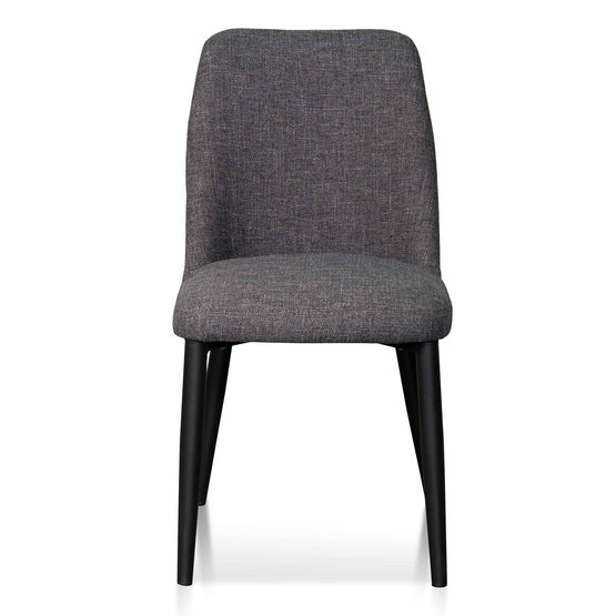 Emmitt Fabric Dining Chair Dark Grey in Black Legs Interior Secrets