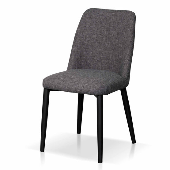 Emmitt Fabric Dining Chair Dark Grey in Black Legs Interior Secrets