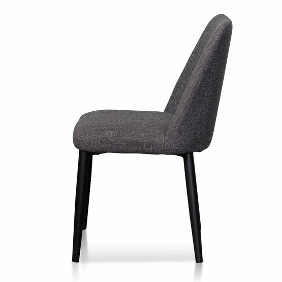 Emmitt Fabric Dining Chair Dark Grey in Black Legs Interior Secrets