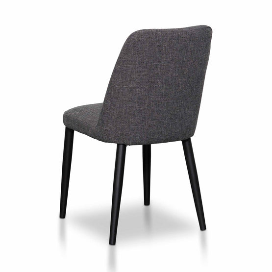Emmitt Fabric Dining Chair Dark Grey in Black Legs Interior Secrets