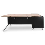 Excel 1.95m Executive Office Desk Left Return - Walnut - Black Office Desk Sun Desk-Core   