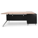 Excel 1.95m Executive Office Desk Left Return - Walnut - Black Office Desk Sun Desk-Core   