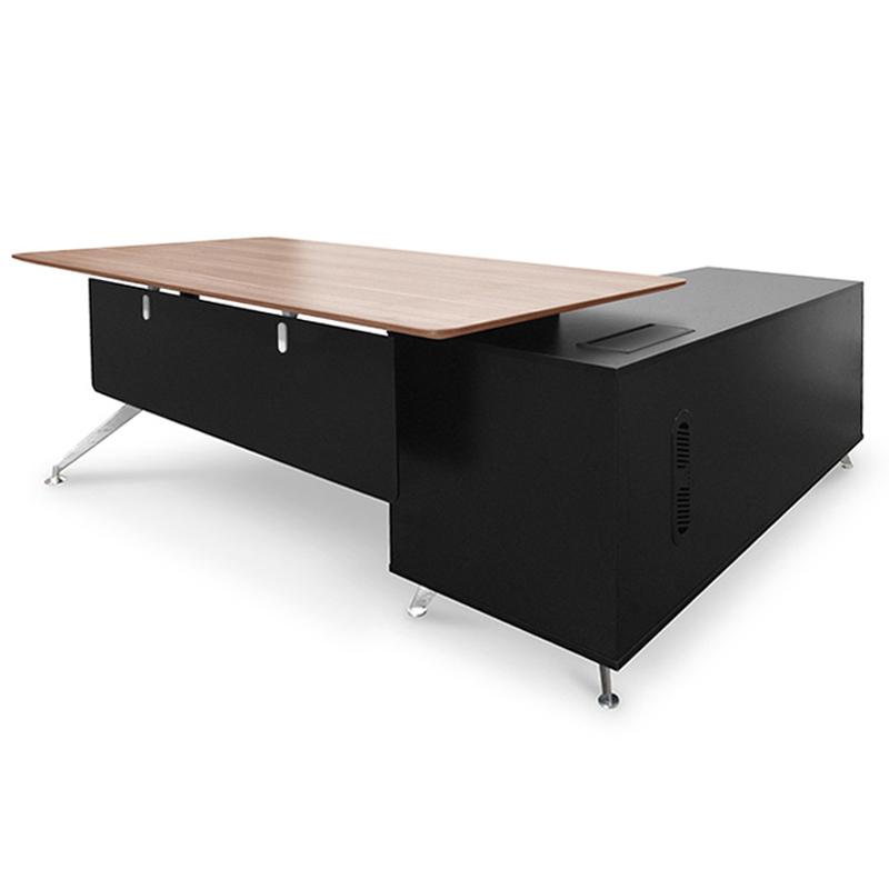 Ex Display - Excel 1.95m Executive Office Desk Left Return - Walnut - Black