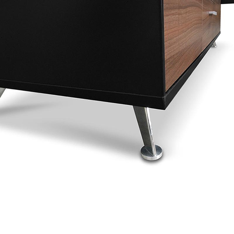 Excel 1.95m Executive Office Desk Left Return - Walnut - Black Office Desk Sun Desk-Core   