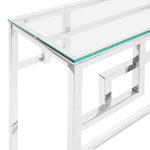 Anderson 1.15m Console Glass Table - Stainless Steel Base Console Table Blue Steel Metal-Core   