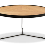 Ex Display - Luna 90x45cm Round Coffee Table - Natural Top - Black Frame Coffee Table Better B-Core
