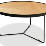 Ex Display - Luna 90x45cm Round Coffee Table - Natural Top - Black Frame Coffee Table Better B-Core