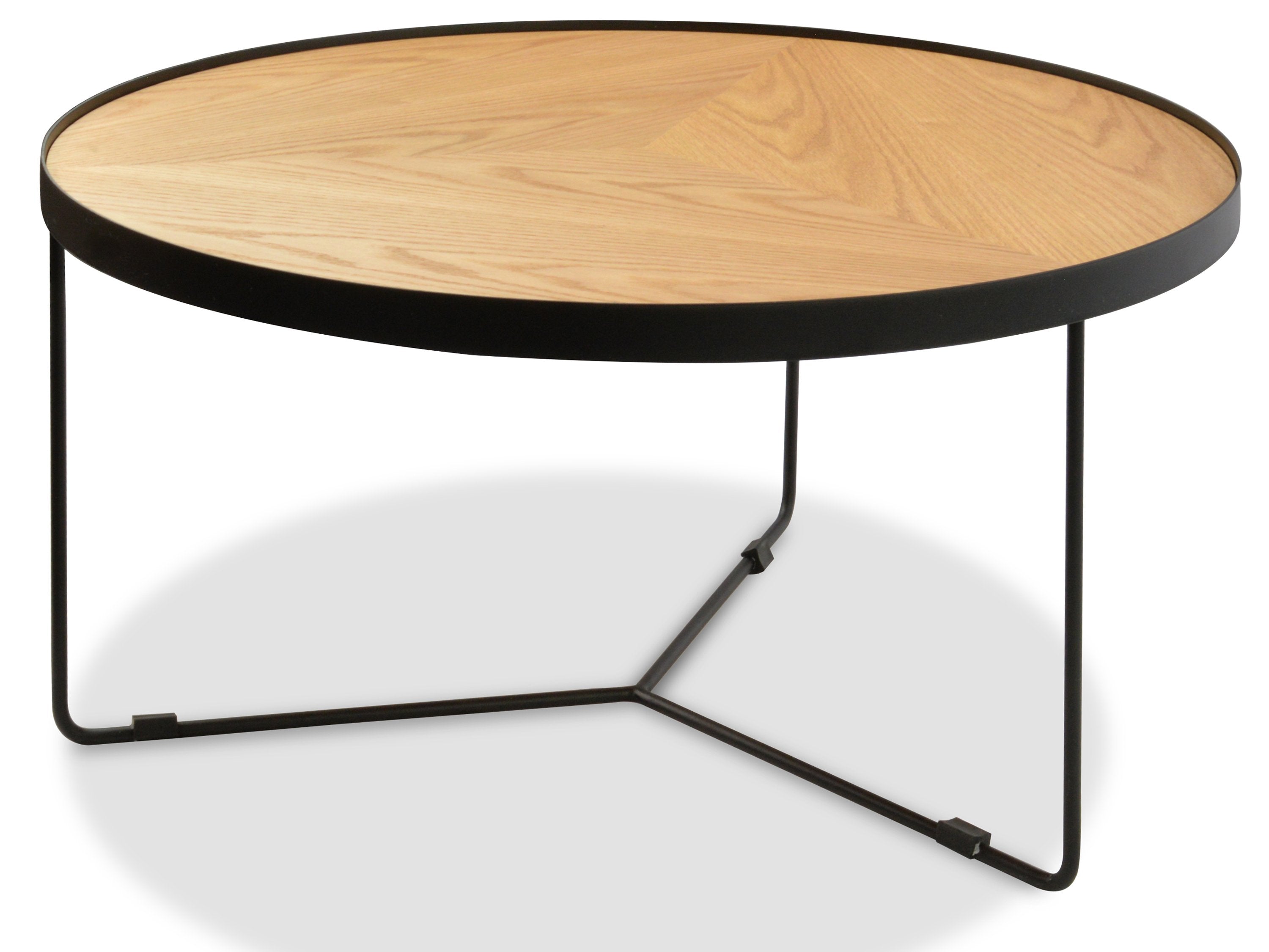 Ex Display - Luna 90x45cm Round Coffee Table - Natural Top - Black Frame Coffee Table Better B-Core